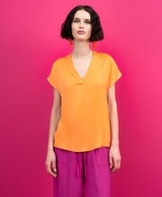 Access Fashion V Neck Aria Top - Orange