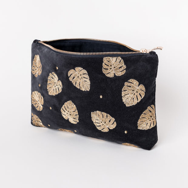 Elizabeth Scarlett Gold Jungle Leaf Everyday Pouch in Black