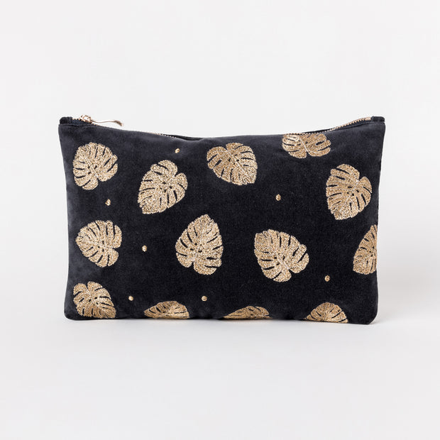 Elizabeth Scarlett Gold Jungle Leaf Everyday Pouch in Black