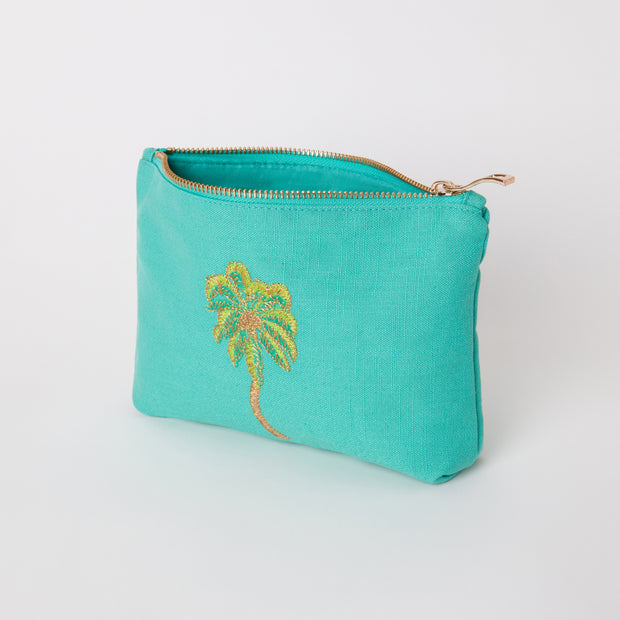 Elizabeth Scarlett Summer Palm Mini Pouch in Turquoise