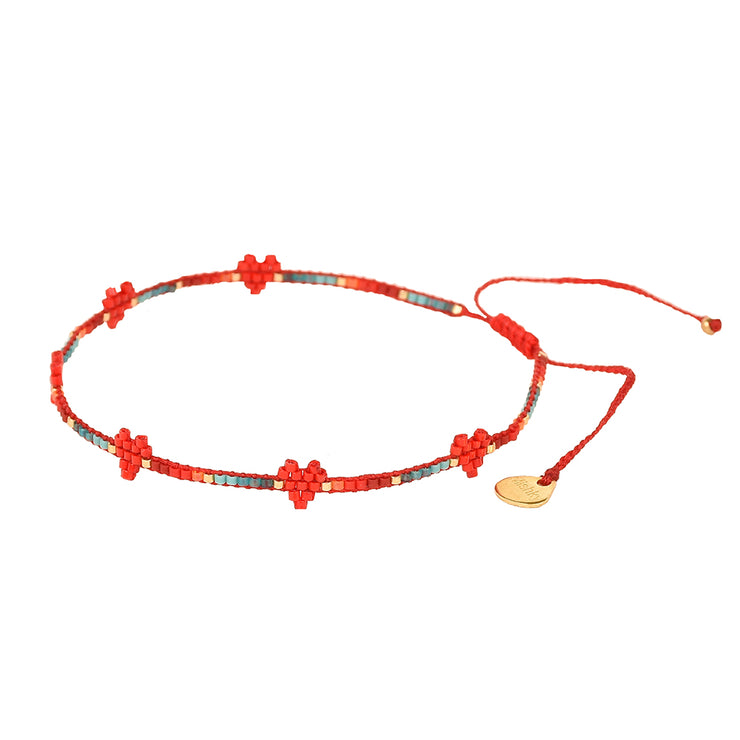 Mishky Heartsy Row Anklet Red
