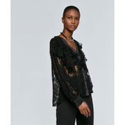 Access Fashion Carly Lace Ruffle Blouse - Black