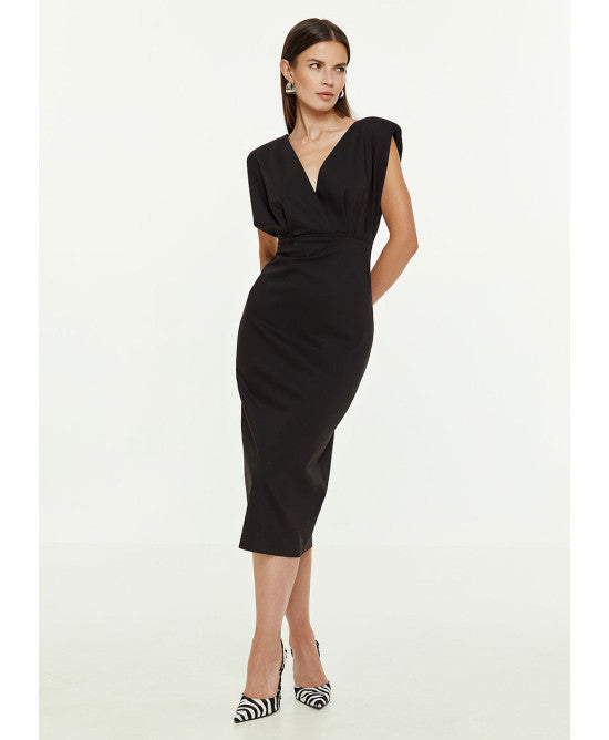 Access Fashion Carter V Back Midi Dress - Black