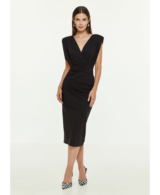 Access Fashion Carter V Back Midi Dress - Black