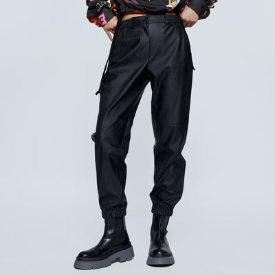 Access Fashion Cher Faux Leather Joggers