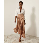 Access Fashion Cynthia Maxi Skirt in Pale Gold