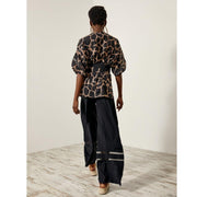 Access Fashion Ellen Wide Leg Trousers with Sheer Panels in Black