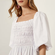 Access Fashion Saffron Puff Sleeved Top in White