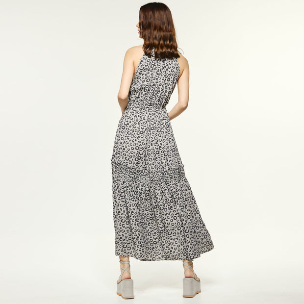 Access Fashion Sansa Halterneck Grey Leopard Maxi Dress