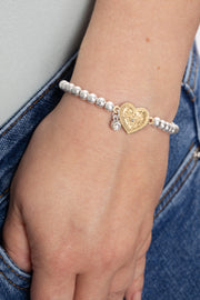 Bibi Bijoux Gold & Silver Heart On Fire Ball Bracelet