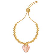 Bibi Bijoux Gold Rose Pink Murano Heart Ball Bracelet