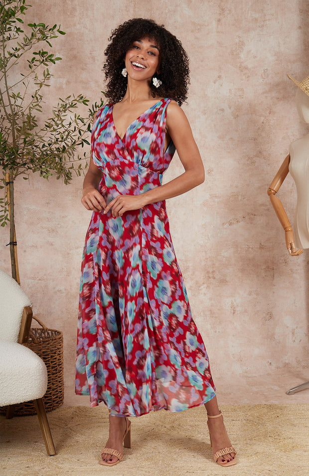 Hope & Ivy Ronia Sleeveless Dress - Red Floral