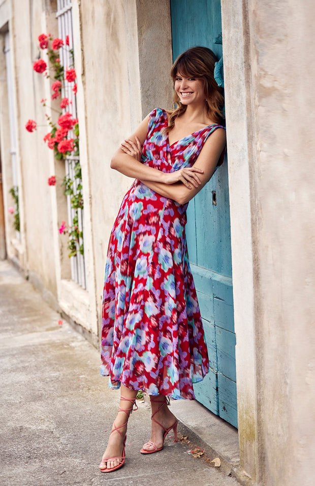 Hope & Ivy Ronia Sleeveless Dress - Red Floral