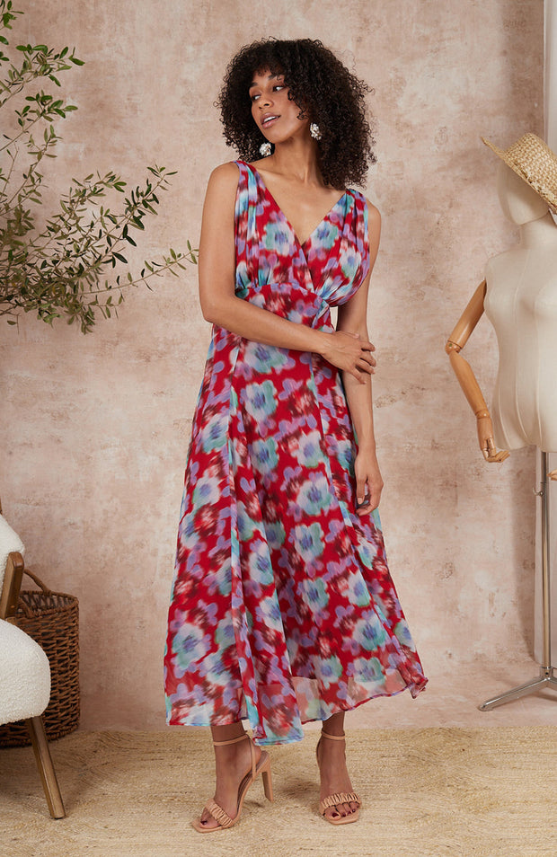 Hope & Ivy Ronia Sleeveless Dress - Red Floral