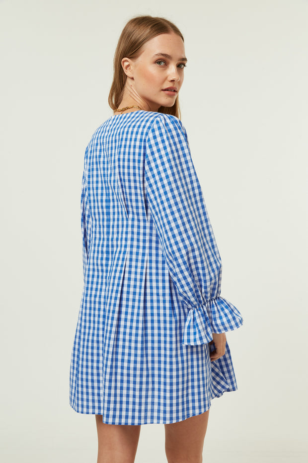 Jovonna Vela Dress Blue Gingham