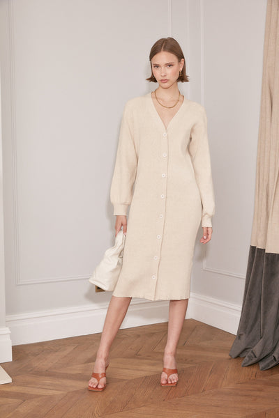 Jovonna Danica Knitted Dress - Oatmeal