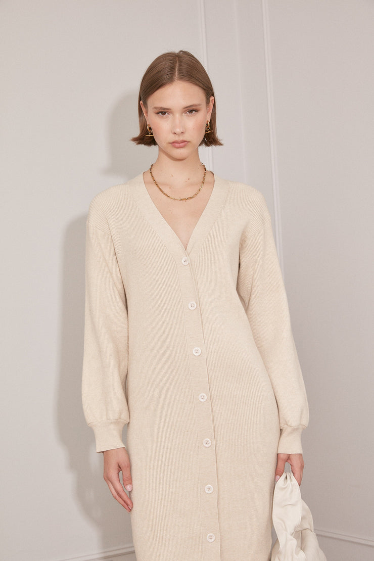 Jovonna Danica Knitted Dress - Oatmeal