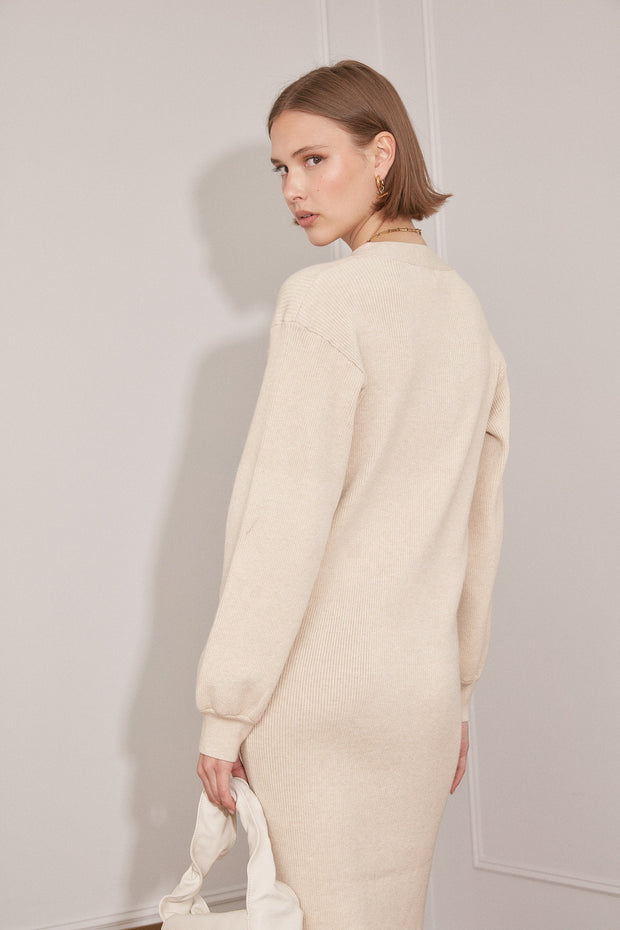 Jovonna Danica Knitted Dress - Oatmeal