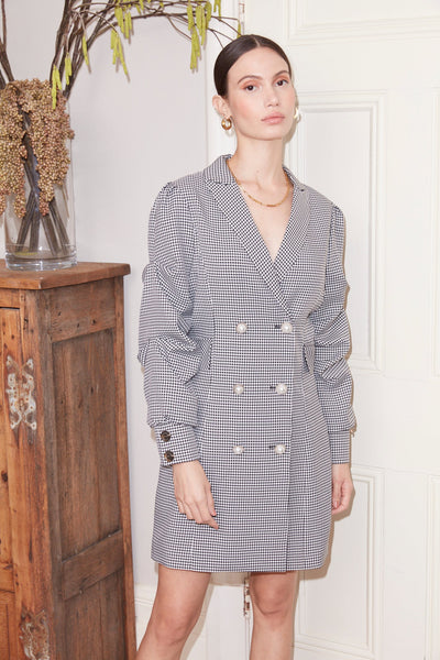 Jovonna Pam Coat Dress Black White Check