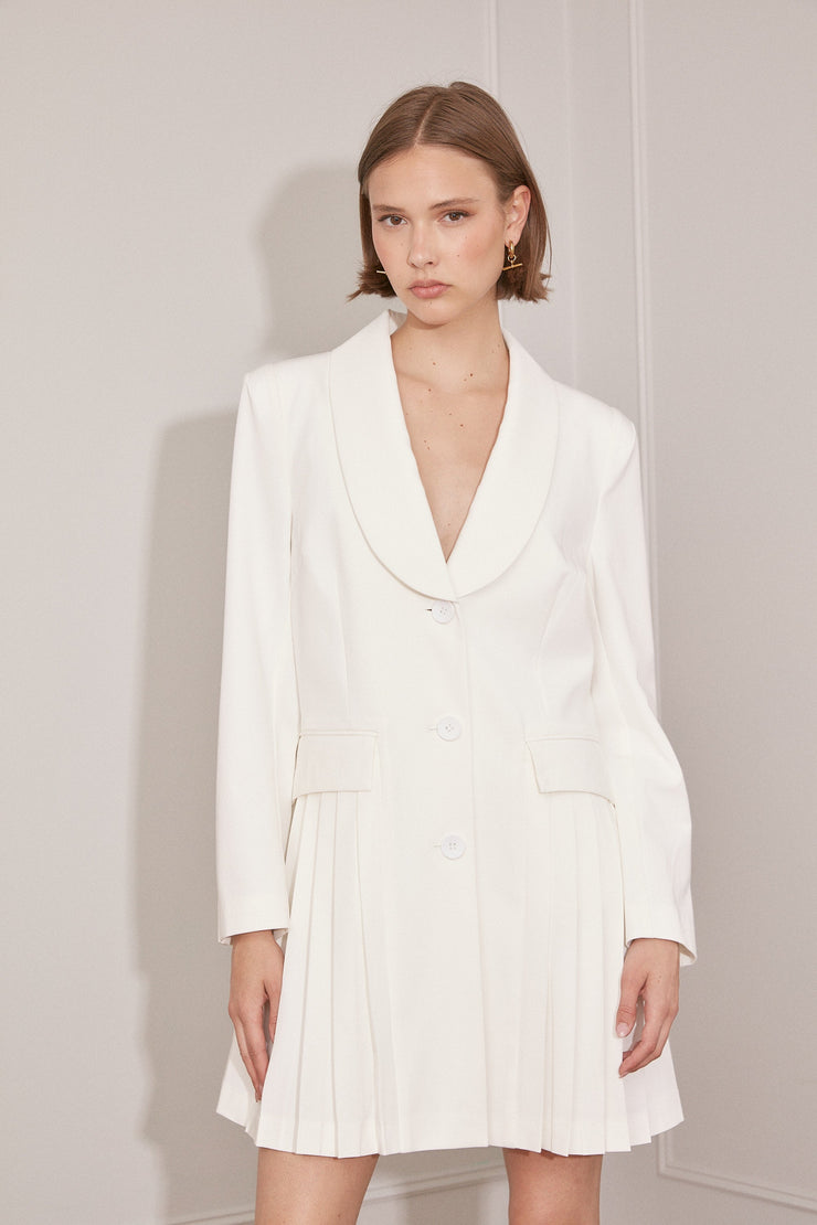 Jovonna Stella Pleated Mini Dress - White