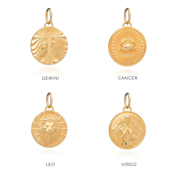 Rachel Jackson Zodiac Art Coin Necklace - Libra - Gold