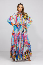 INOA Front Placket Maxi Dress in Canberra Print