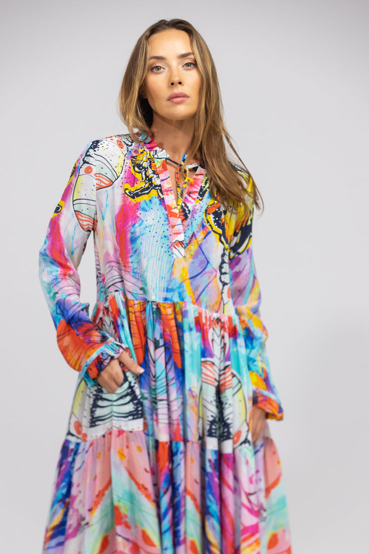 INOA Front Placket Maxi Dress in Canberra Print