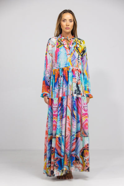 INOA Front Placket Maxi Dress in Canberra Print