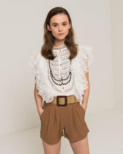 Silvian Heach Yandon Belted Shorts in Cathay Spice