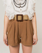 Silvian Heach Yandon Belted Shorts in Cathay Spice