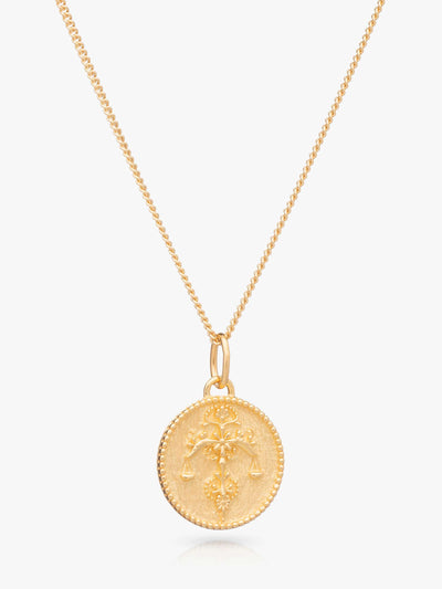 Rachel Jackson Zodiac Art Coin Necklace - Libra - Gold