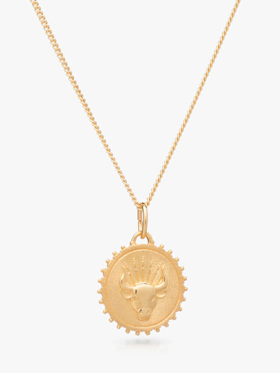 Rachel Jackson Zodiac Art Coin Necklace - Taurus - Gold