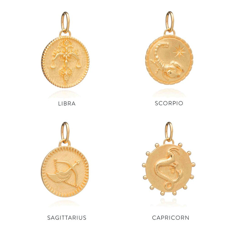 Rachel Jackson Zodiac Art Coin Necklace - Aries - Gold