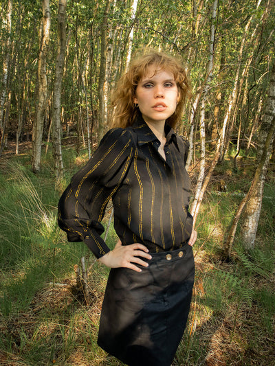 Stardust Amelia Shirt - Black Golden Stripe
