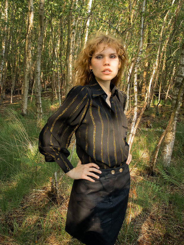 Stardust Amelia Shirt - Black Golden Stripe