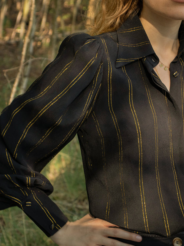 Stardust Amelia Shirt - Black Golden Stripe