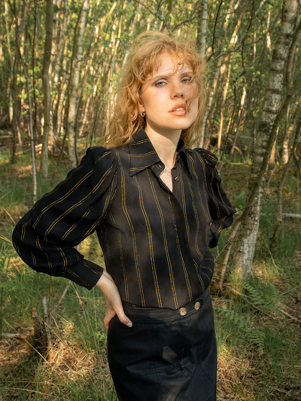 Stardust Amelia Shirt - Black Golden Stripe