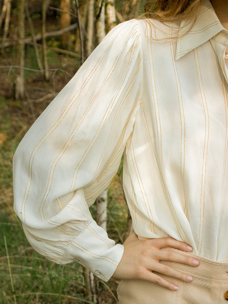 Stardust Amelia Shirt - Golden Stripe Crepe