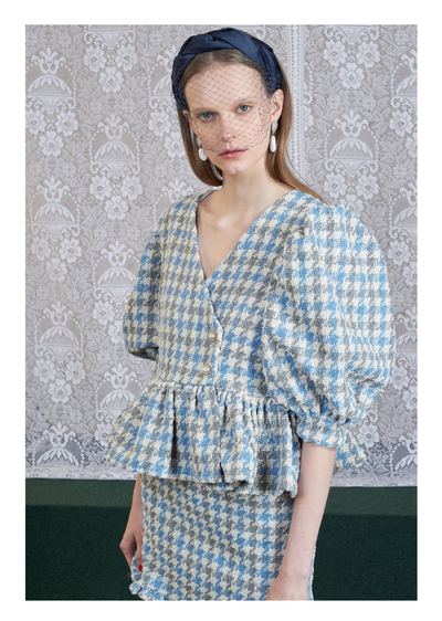 Sister Jane DREAM Weave Away Tweed Checked Peplum Top