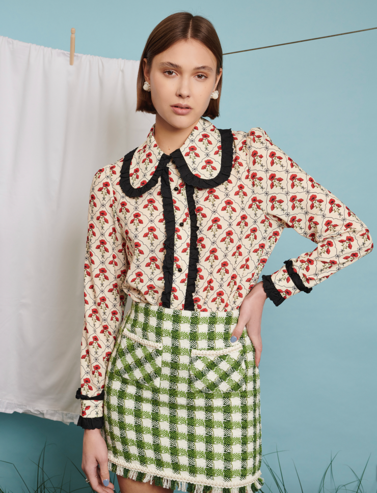 Sister Jane Nana Tweed Mini Skirt - Prairie Green