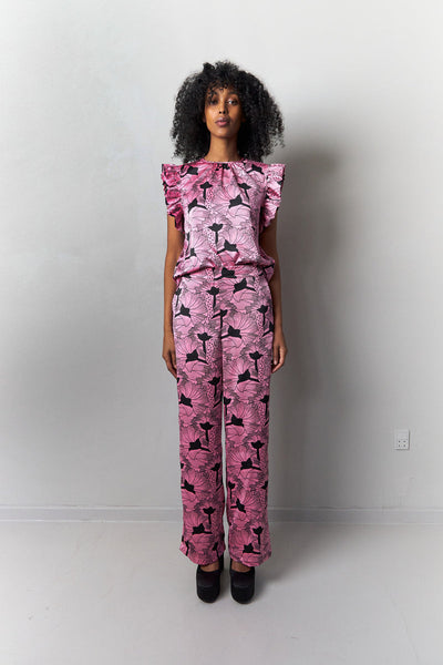 Stella Nova Orli Pants - Pink Black Flowers