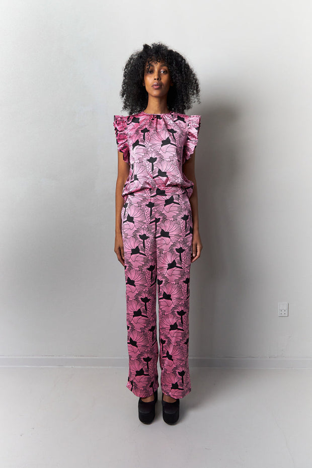 Stella Nova Orli Pants - Pink Black Flowers