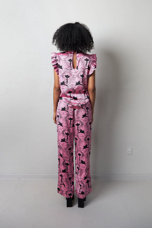 Stella Nova Orli Pants - Pink Black Flowers