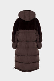 Urbancode Puffer Hooded Coat in Dark Oak