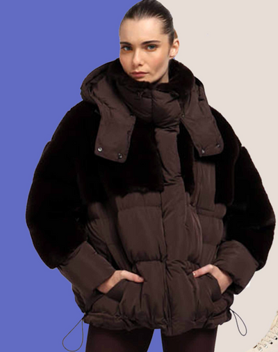 Urbancode Puffer Hooded Jacket - Dark Oak