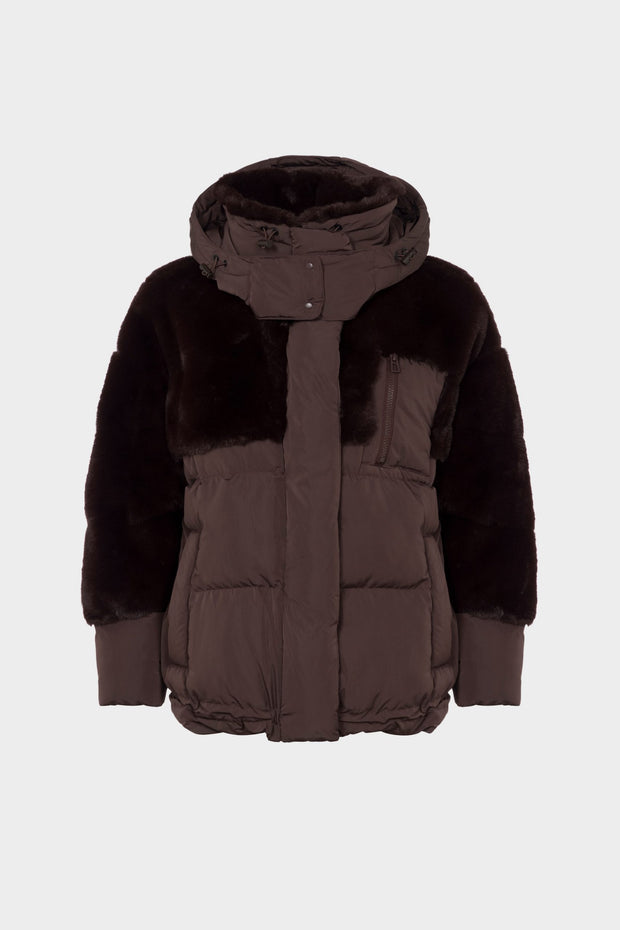 Urbancode Puffer Hooded Jacket - Dark Oak