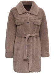 Urbancode Sara Reversible Shirt Jacket Faux Shearling in Mole