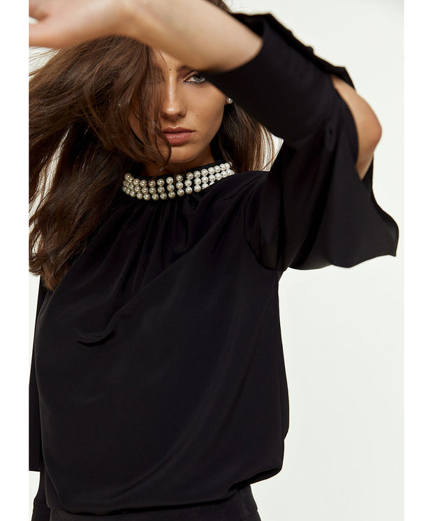 Access Fashion Cali Pearl Top - Black