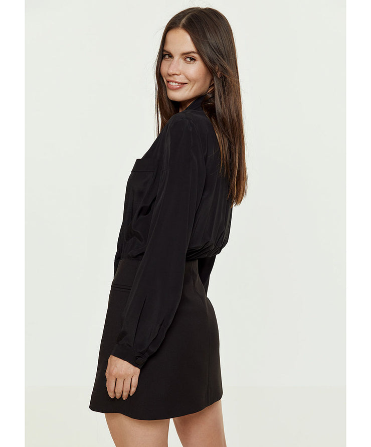 Access Fashion Calista Tuxedo Mini Dress - Black