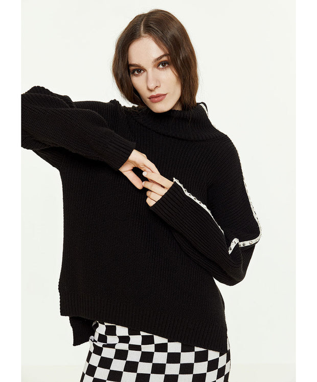 Access Fashion Coleen Embellished Sleeve Jumper Black